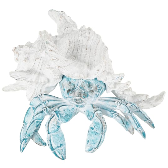 9" Polystone Crab Textured Decorative Sculpture with White Shell